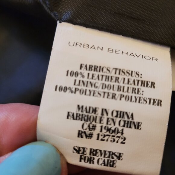 URBAN BEHAVIOR  Black Leather Moto Jacket- New Condition! - Picture 6 of 9
